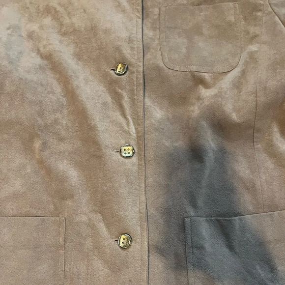 Women's Abe Schrader suede leather button Jacket taupe made in the US one size - Picture 3 of 6